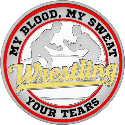 Gold "Wrestling" with Red Outer Circular Borders